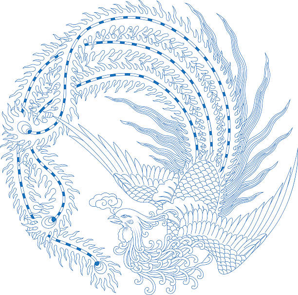 번체자 패턴 (phoenix - china phoenix vector chinese culture stock illustrations