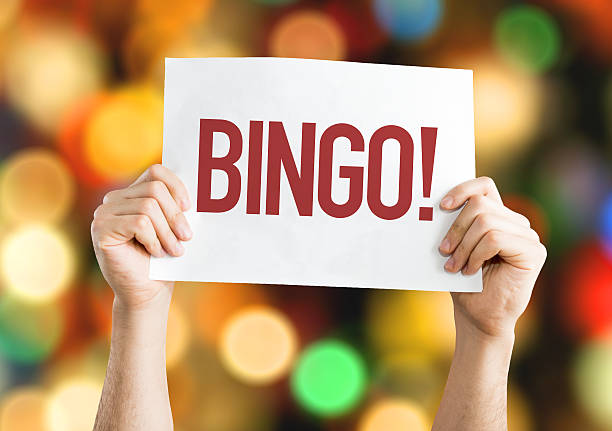 bingo! manifesto con sfondo bokeh - bingo foto e immagini stock