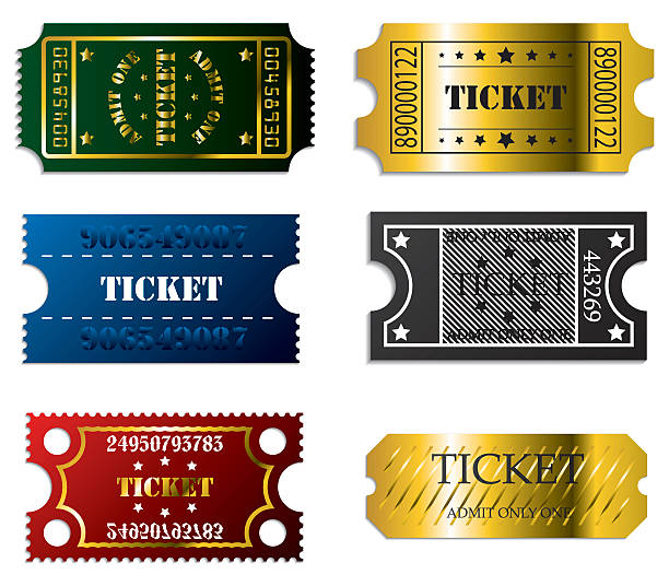 illustrazioni stock, clip art, cartoni animati e icone di tendenza di vari biglietti - ticket stub circus ticket counter label