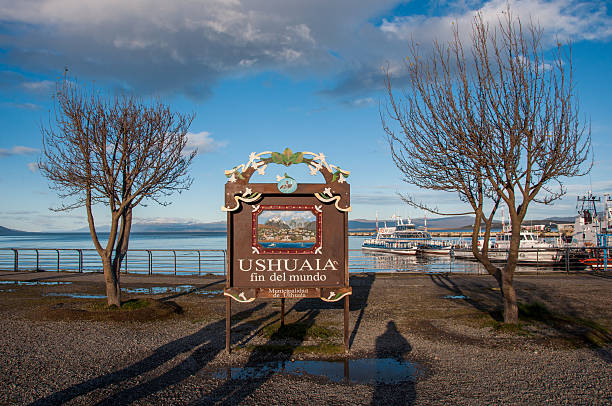 End of the world in Ushuaia, Tierra del Fuego, Argentina End of the world in Ushuaia, Tierra del Fuego, Argentina. ushuaia stock pictures, royalty-free photos & images