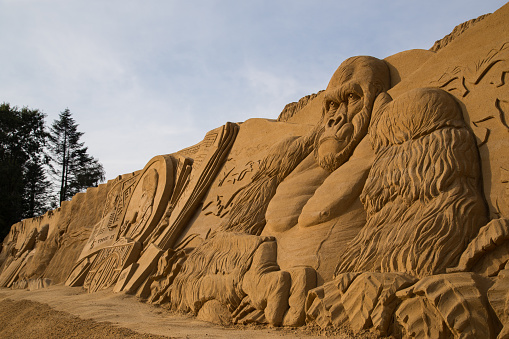 A big King Kong sand sculpture at the international sand sculpture festival in Blokhus, Denmark.