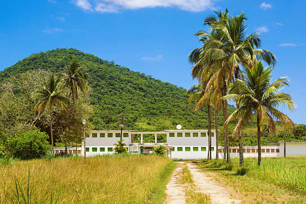 Ilha Grande, Brazil - February 12, 2016: View of old Candido Mendes prison at Dois Rios village in Ilha Grande, Rio de Janeiro, Brazil, now a museum and popular tourist attraction on the island.