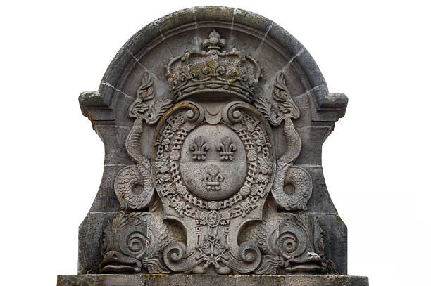 escudo de armas, fortaleza de louisbourg, nova escocia, canadá - louisbourg fotografías e imágenes de stock