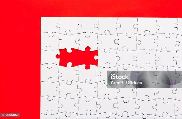 Jigsaw Puzzle Stock Photo - Download Image Now - Puzzle, Red, Absence