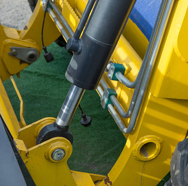 istock Detail of hydraulic bulldozer piston 519555458