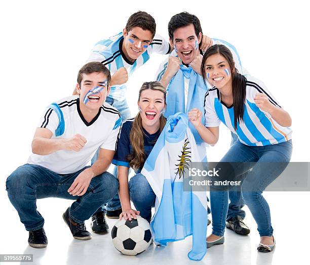 Soccer Fans Cheering For Argentina Stock Photo - Download Image Now - Soccer, Fan - Enthusiast, Argentina