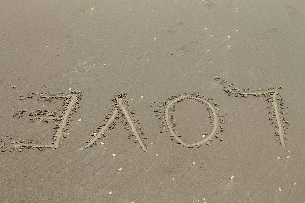 istock love,  inscription on the sand 519556069