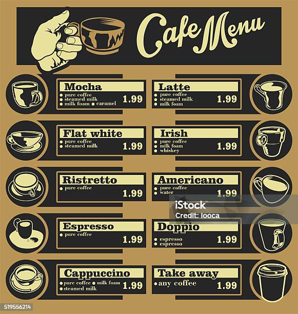 Menu Image Caffe Set Of Coffee Menu With A Cups Stock Illustration - Download Image Now ...