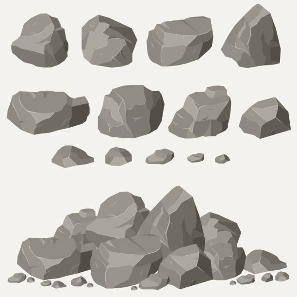 zestaw rock kamienia - broken stones stock illustrations