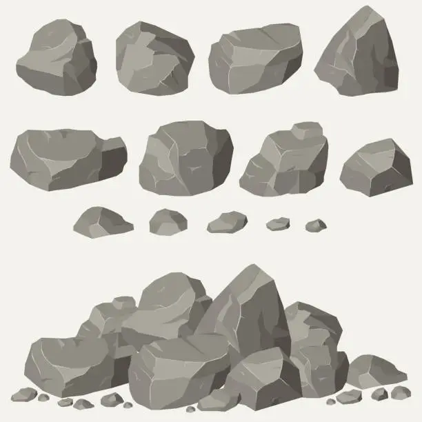 Vector illustration of Rock stone set