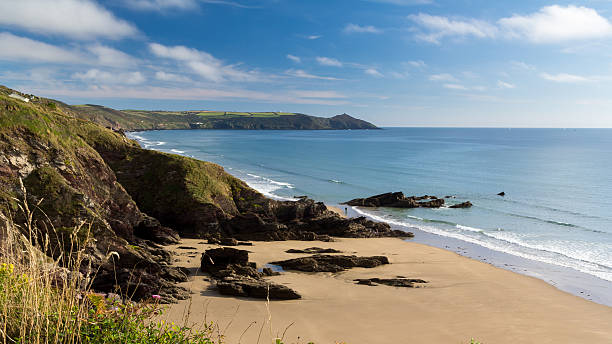 Sharrow Point Cornwall England Dramtic coastline at Sharrow Point in Whitsand Bay Cornwall England UK Europe rame stock pictures, royalty-free photos & images