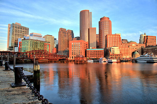 istock Boston Skyline with Financial District and Boston Harbor at Sunrise 519561767