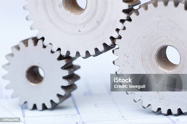 Gearmechanical Tools And Blueprintteamwork Concept Stock Photo - Download Image Now