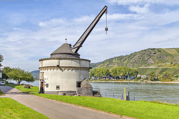 Old shipping crane in Andernach on Rhine river,Germany