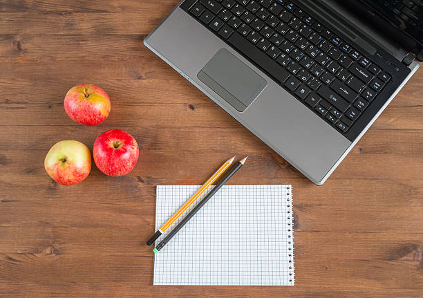 istock apples, laptop, notebook and pencils 519572091