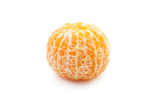 istock Peeled tangerine or mandarin fruit isolated on white background 519573333