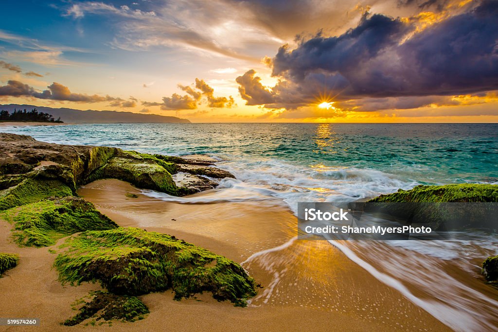 Stars Unite A gorgeous sunset along the coast of Oahu's North Shore in Hawaii Hawaii Islands Stock Photo