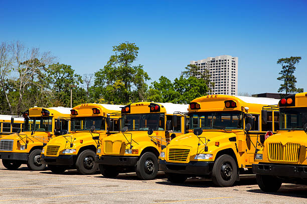 istock American typical school buses row in a parking lot 519574855