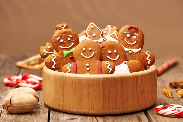 Christmas gingerbread cookies stock photo