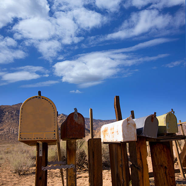 istock Mailboxes aged vintage in west California desert 519577485