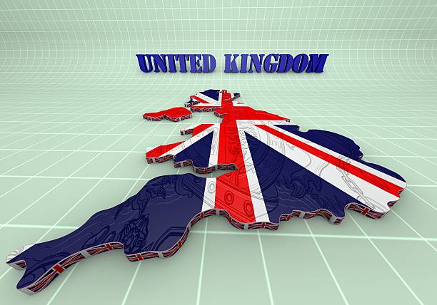istock 3D Illustration of United Kingdom map with as Flag 519587367