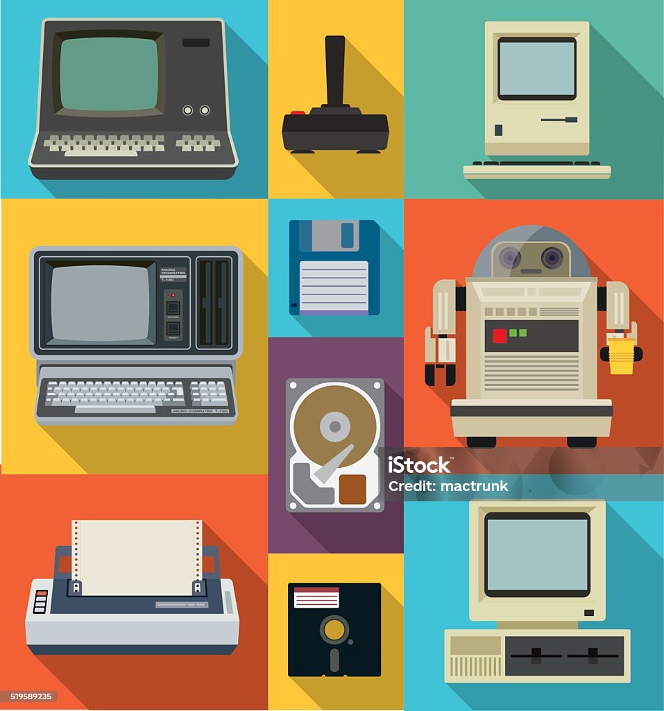 Vintage style technology Vector set of retro and vintage items Old stock vector