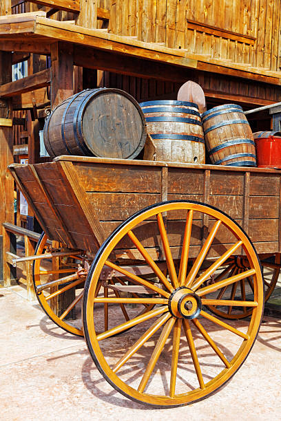 istock Old cart with wine barrels. 519592781