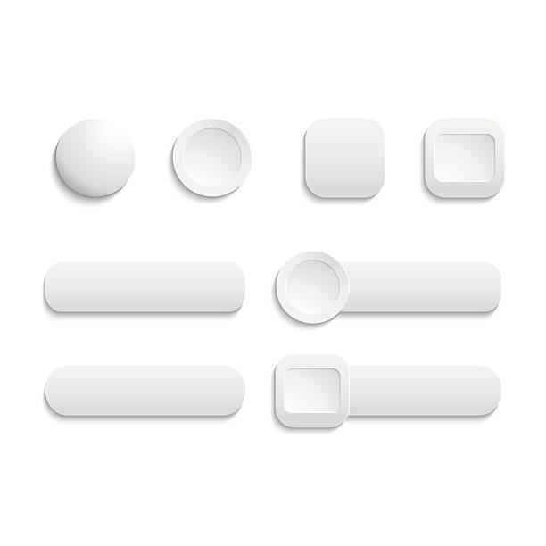 Vector  realistic Matted white color Web  buttons  symbol set is Vector  realistic Matted white color Web  buttons  symbol set isolated  on a white background push button stock illustrations