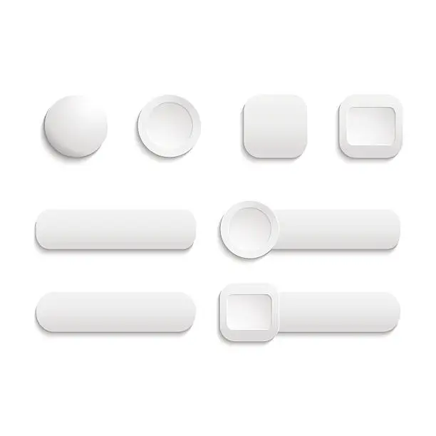 Vector illustration of Vector  realistic Matted white color Web  buttons  symbol set is