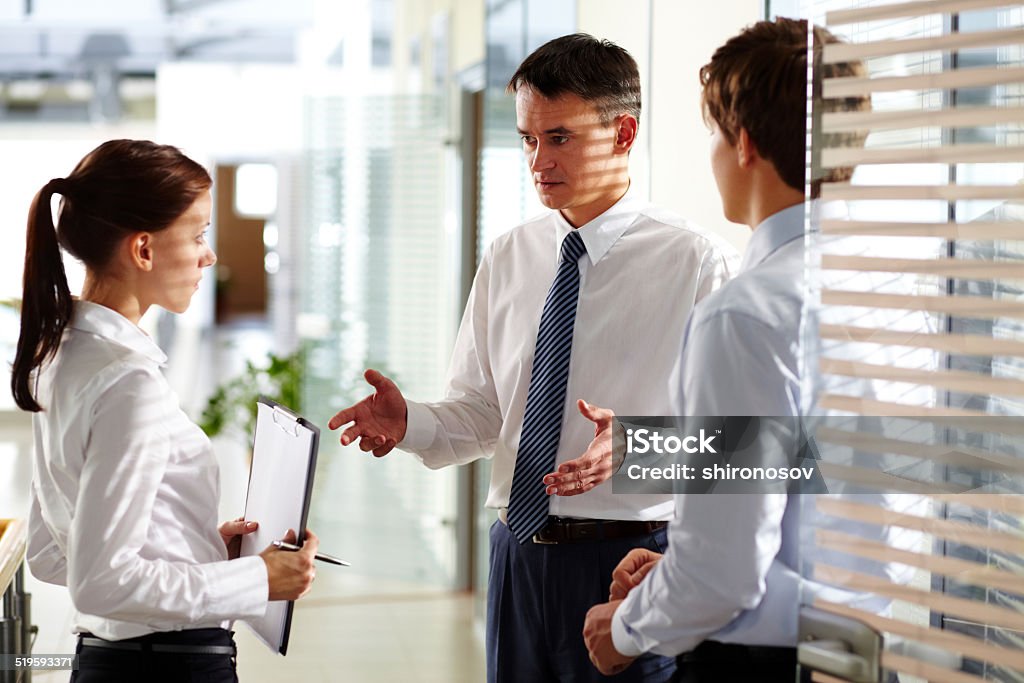 Explanation of tasks Business leader explaining to his employees their tasks Adult Stock Photo