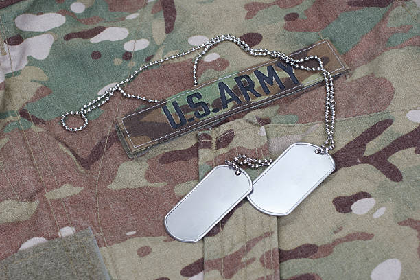 istock us army camouflaged uniform with blank dog tags 519593701