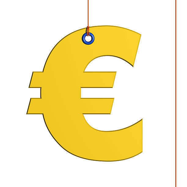 Euro symbol 3D hung by a thread