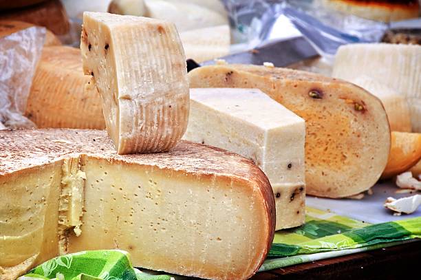 istock Choice of cheese on a market 519594217