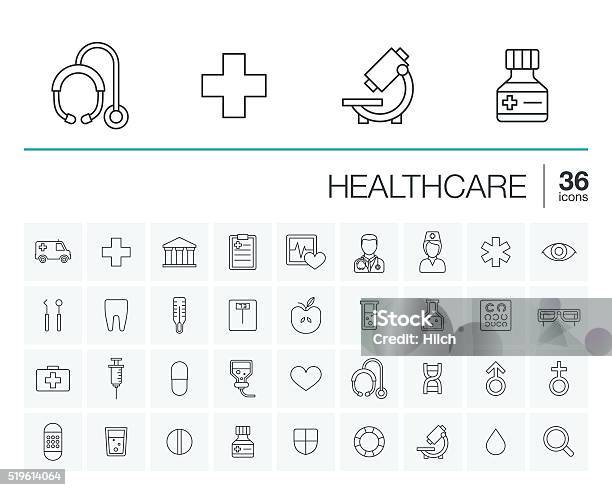 Medicine And Healthcare Vector Icons Stock Illustration - Download Image Now - Icon Symbol, Vector, Outline