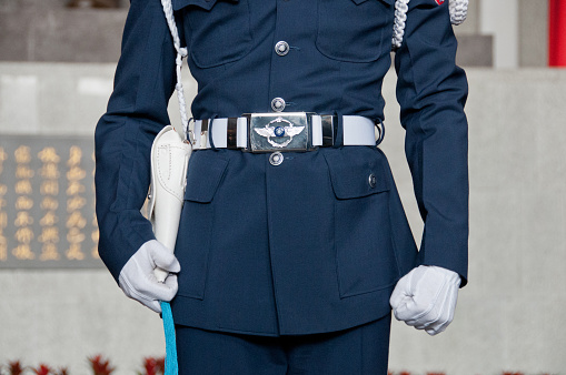 Full frame of firefighter in uniform