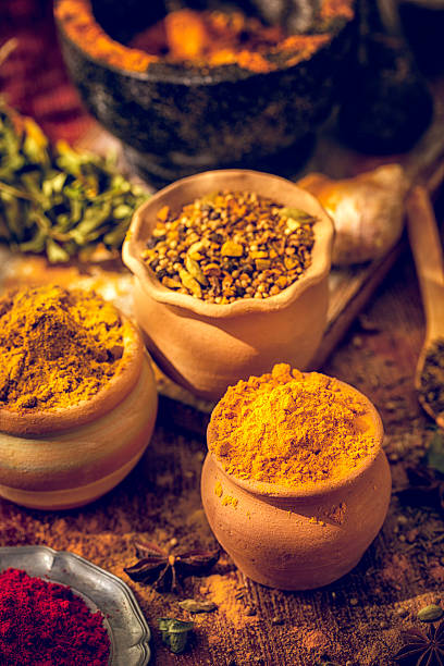 istock Indian Spices on Wooden Background 519615100
