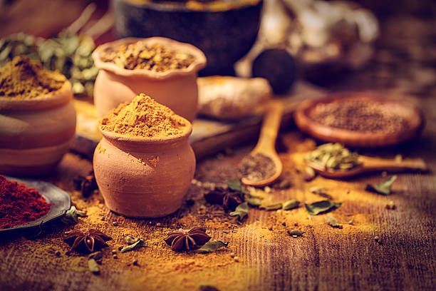 istock Indian Spices on Wooden Background 519615228