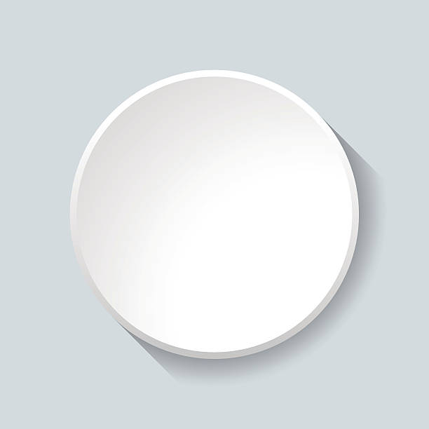 White Circular Plastic Button on Grey Background. Vector Element. push button stock illustrations
