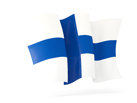 Waving flag of finland isolated on white. 3D illustration