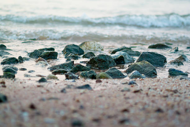 Rock in the sea with surf