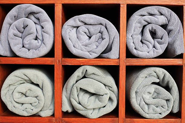 istock Gray towels in the closet 519621095