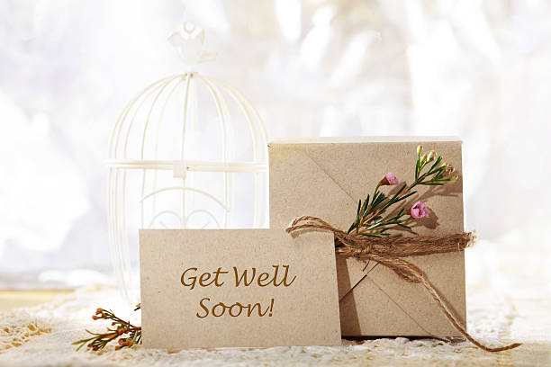 istock Get Well Soon hand crafted card and present box 519622259