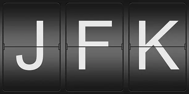 Three Letter Airport Code of New York JFK Airport on a mechanical Flight data indicator