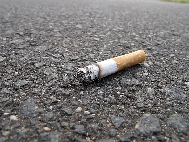 Close up with selective focus on cigarette