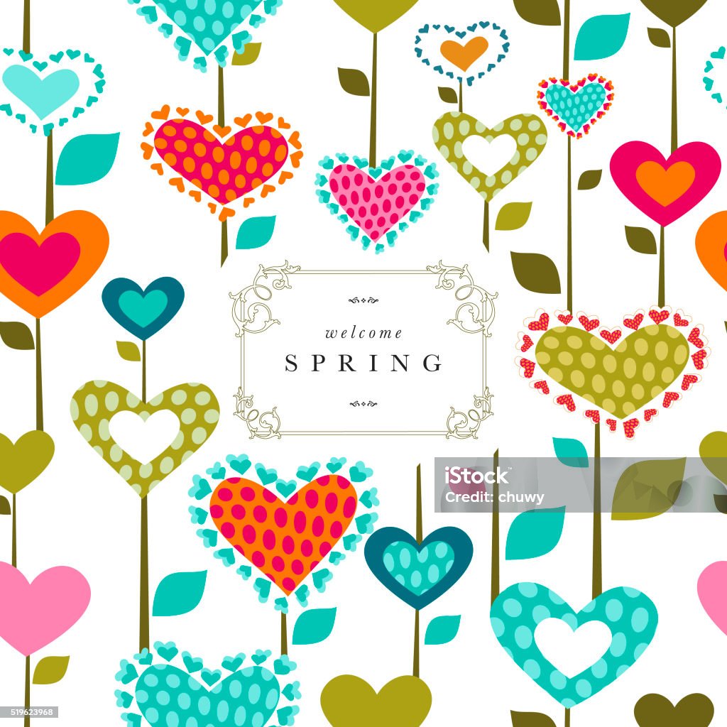 Spring flower banner text heart pattern love series Heart-shape-flower pattern with text banner. Flower stock vector