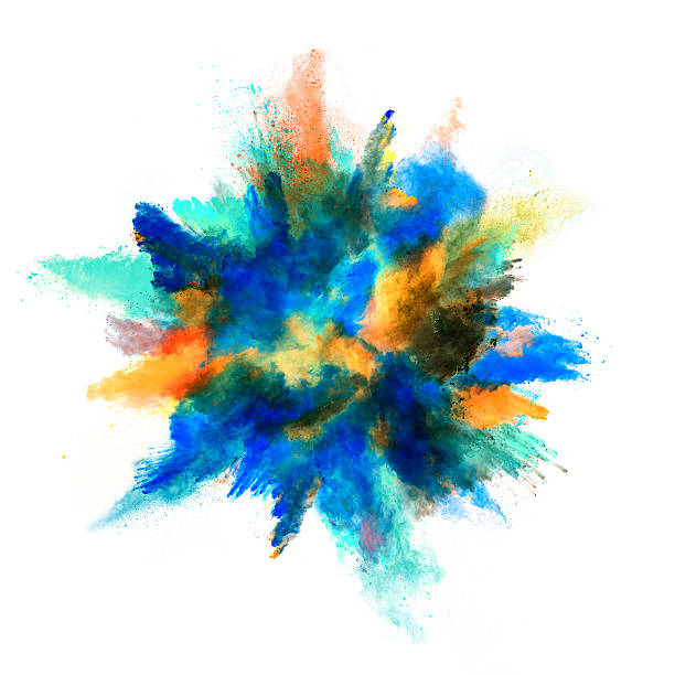 istock Explosion of colored powder on white background 519624164