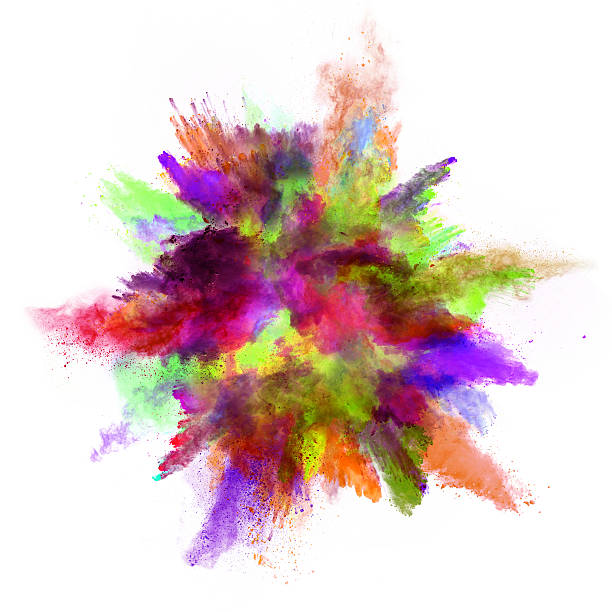 istock Explosion of colored powder on white background 519624224