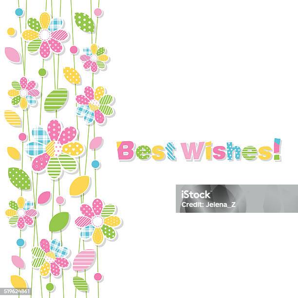 Best Wishes Flowery Greeting Card Stock Illustration - Download Image Now - Border - Frame, Congratulating, Decoration