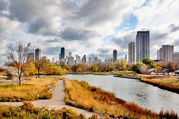 Chicago autumn view stock photo