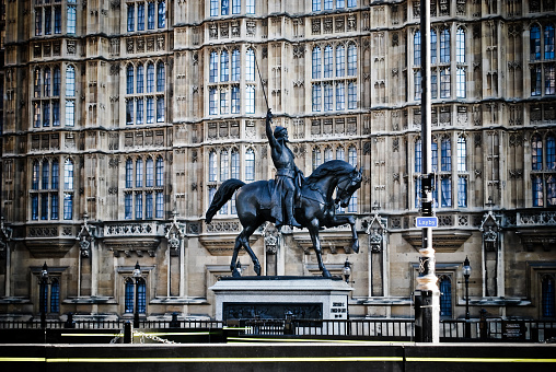 Statue of Richard Lion Heart, House of Parliament, London, UK